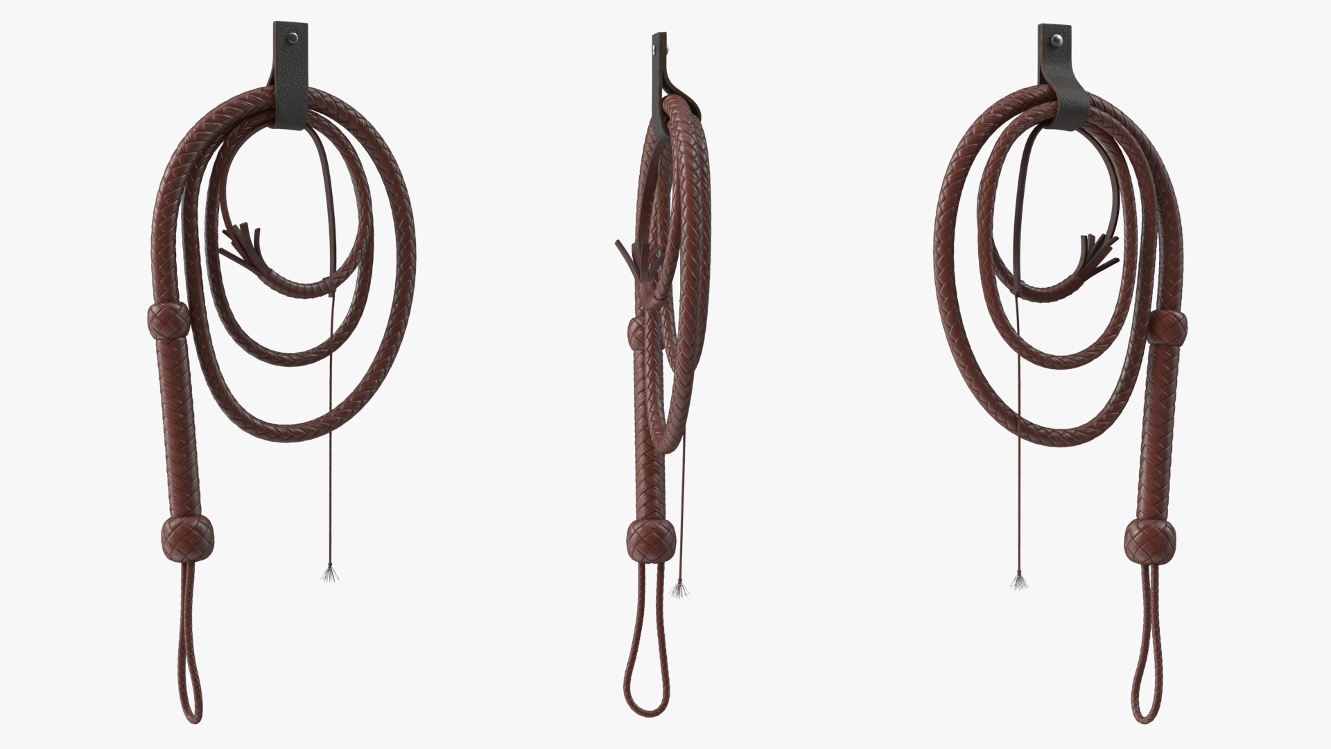 Brown Cowboy Whip Holstered 3D