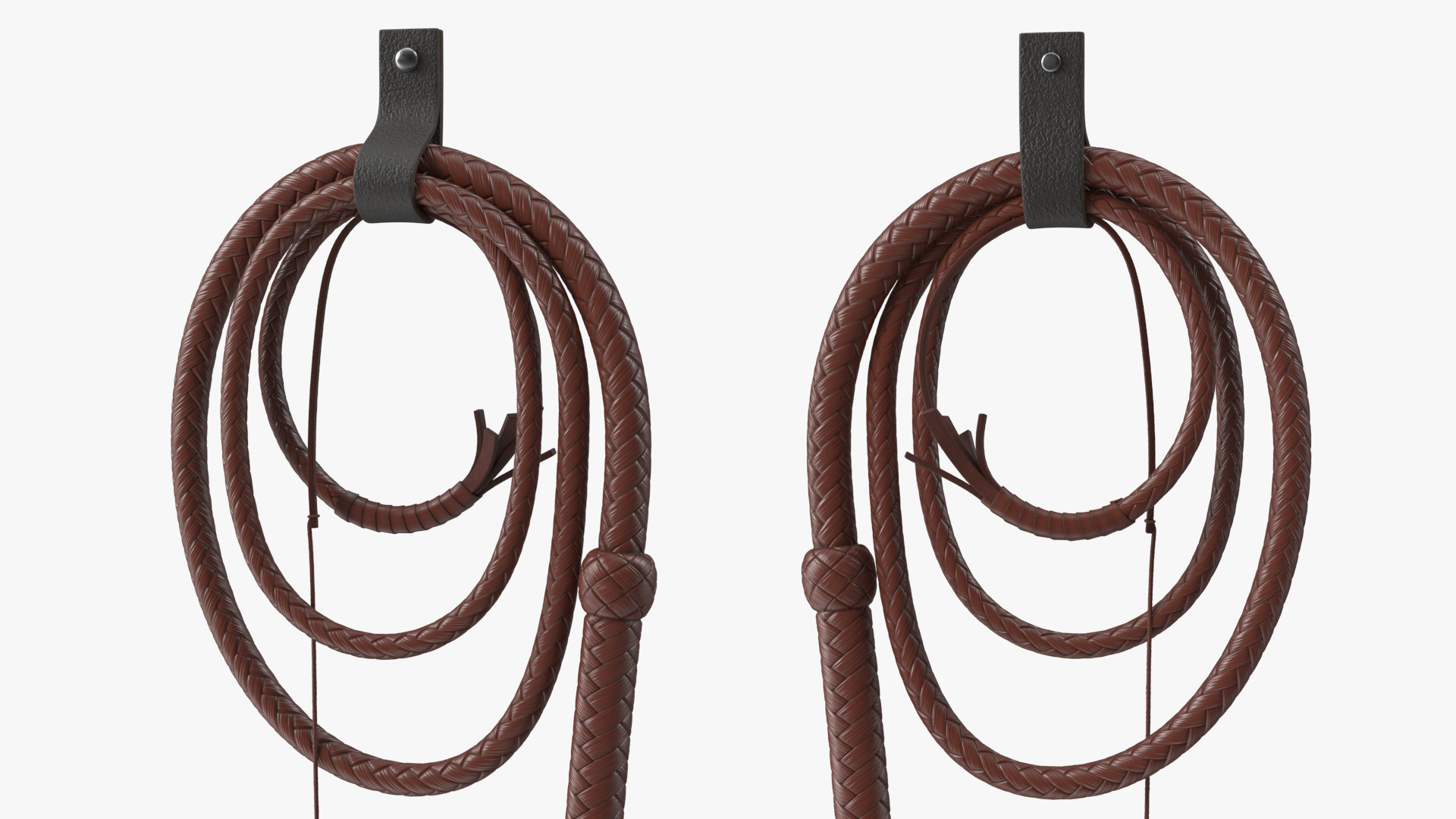 Brown Cowboy Whip Holstered 3D