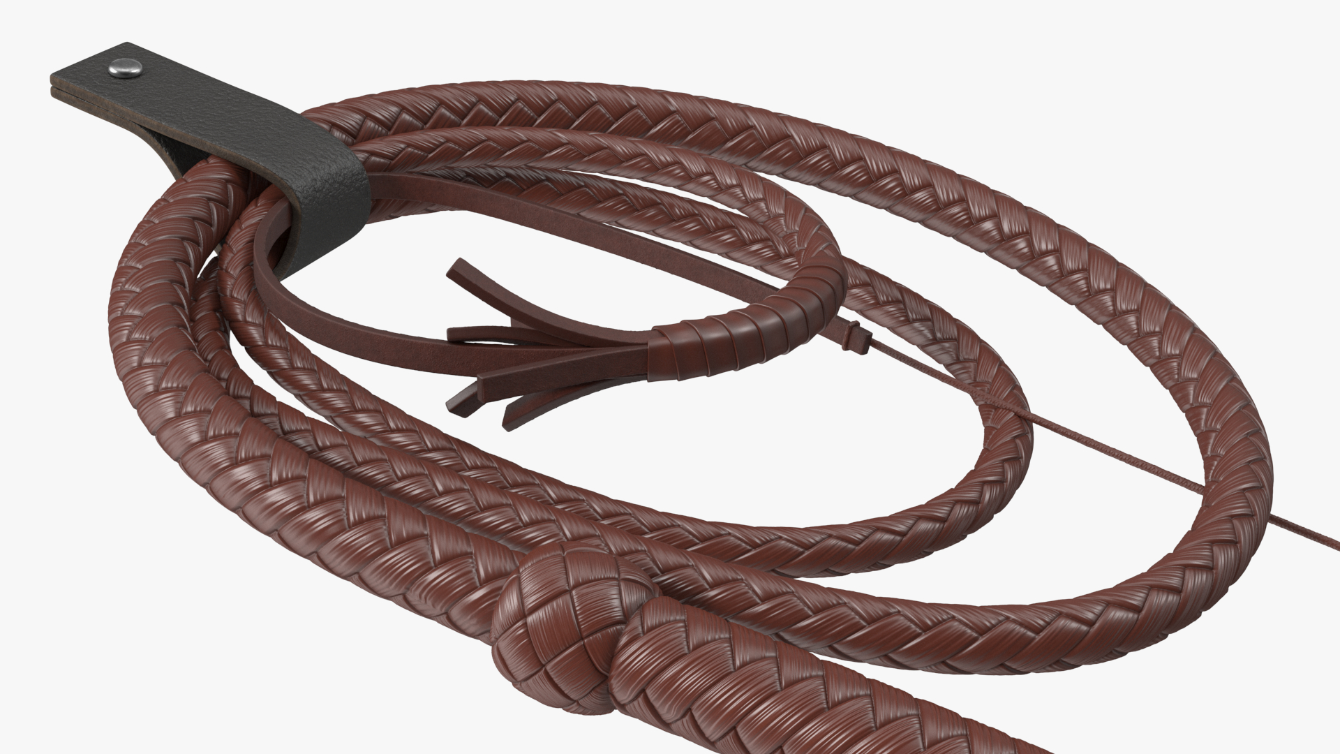 Brown Cowboy Whip Holstered 3D