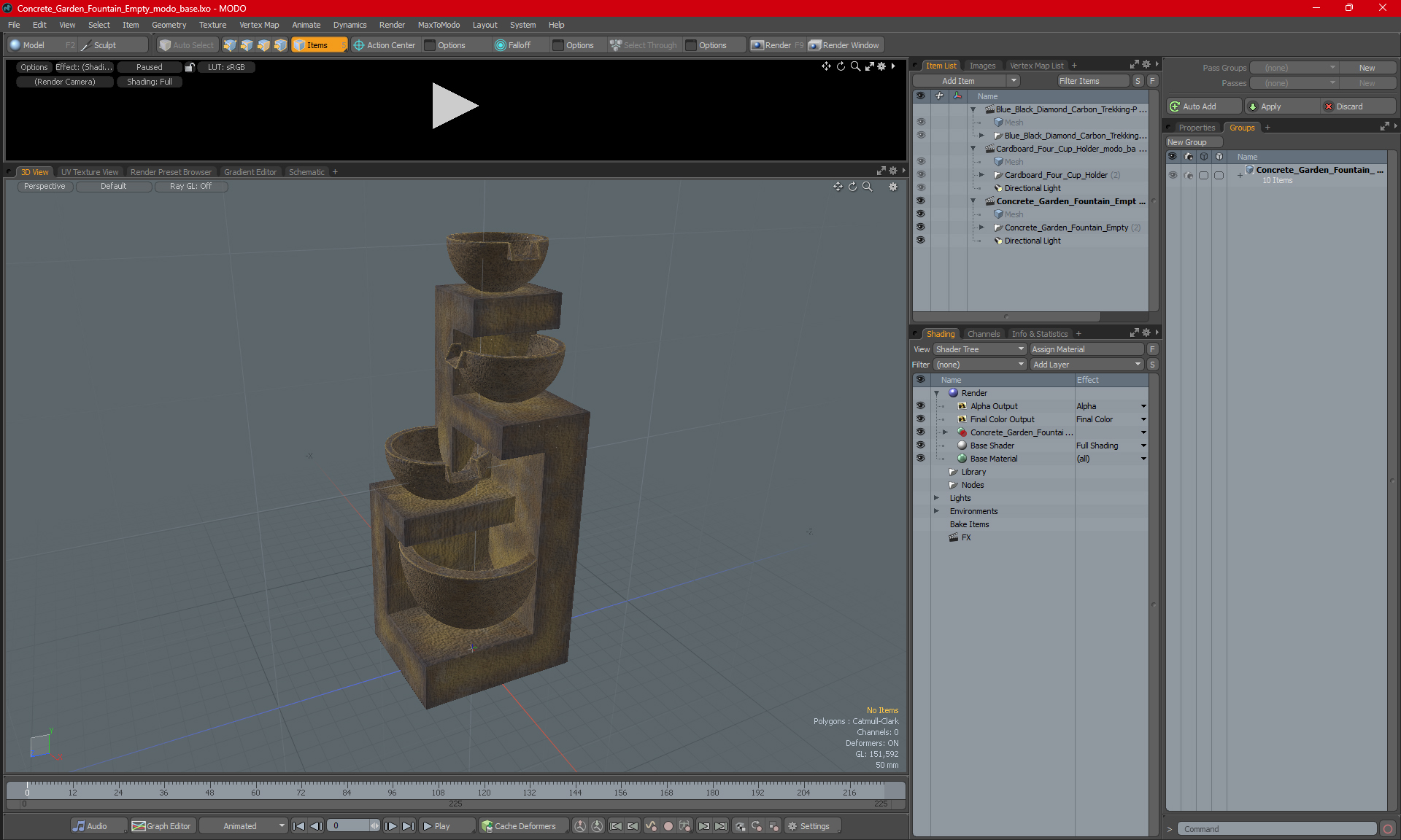 3D model Concrete Garden Fountain Empty