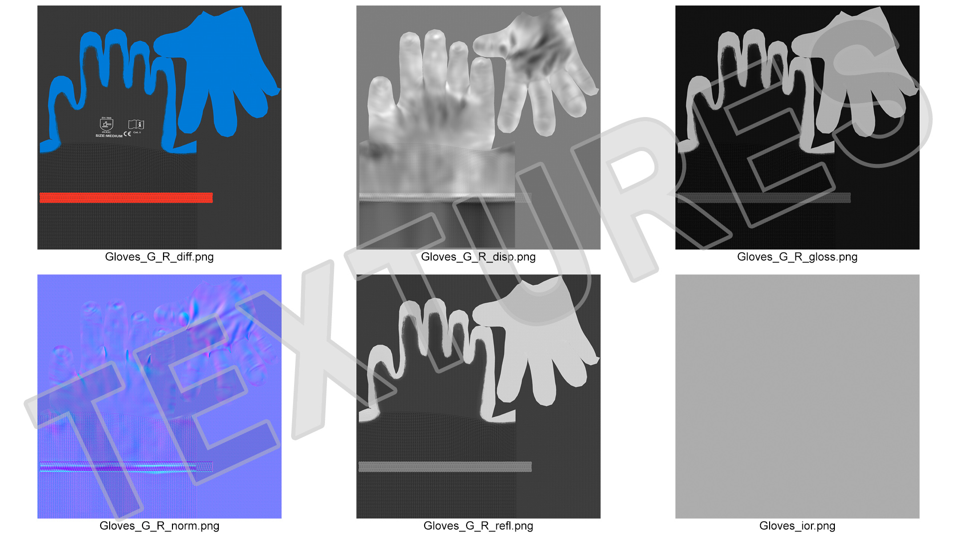 3D Safety Work Gloves Thumbs Up Blue Gray model