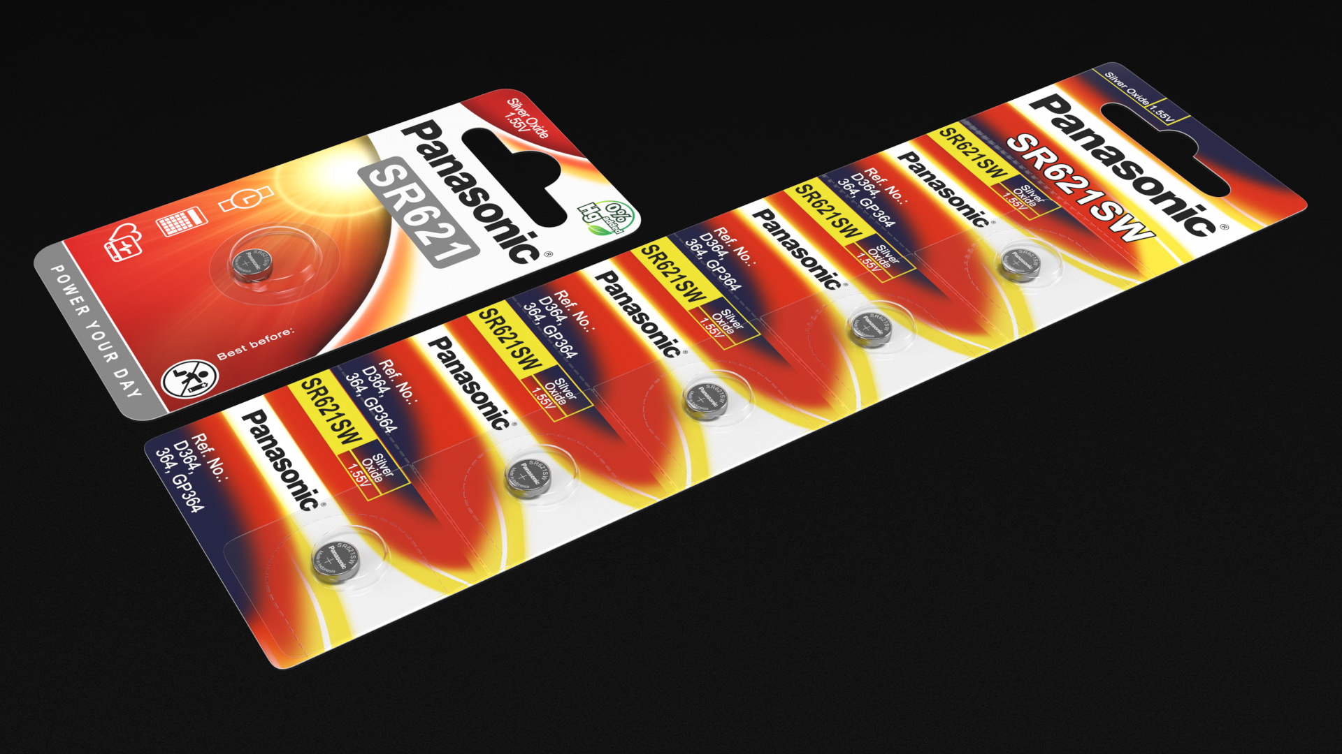 3D Panasonic SR621SW Coin Battery Blister Package