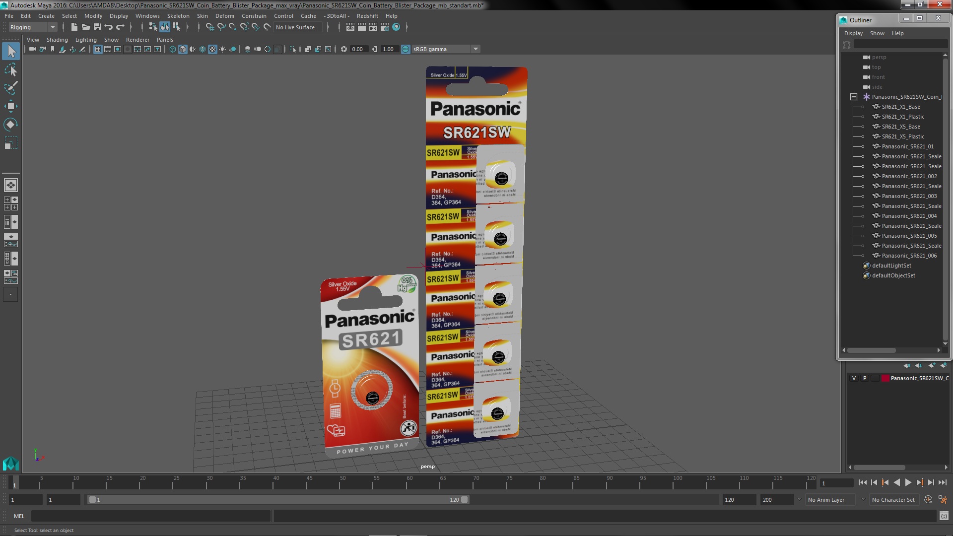 3D Panasonic SR621SW Coin Battery Blister Package