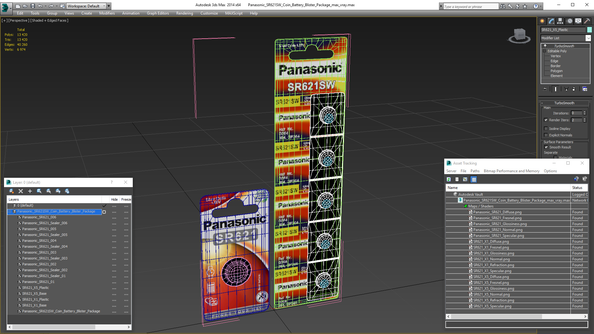 3D Panasonic SR621SW Coin Battery Blister Package