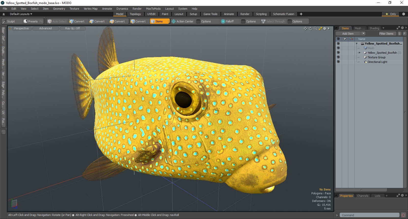 Yellow Spotted Boxfish 3D