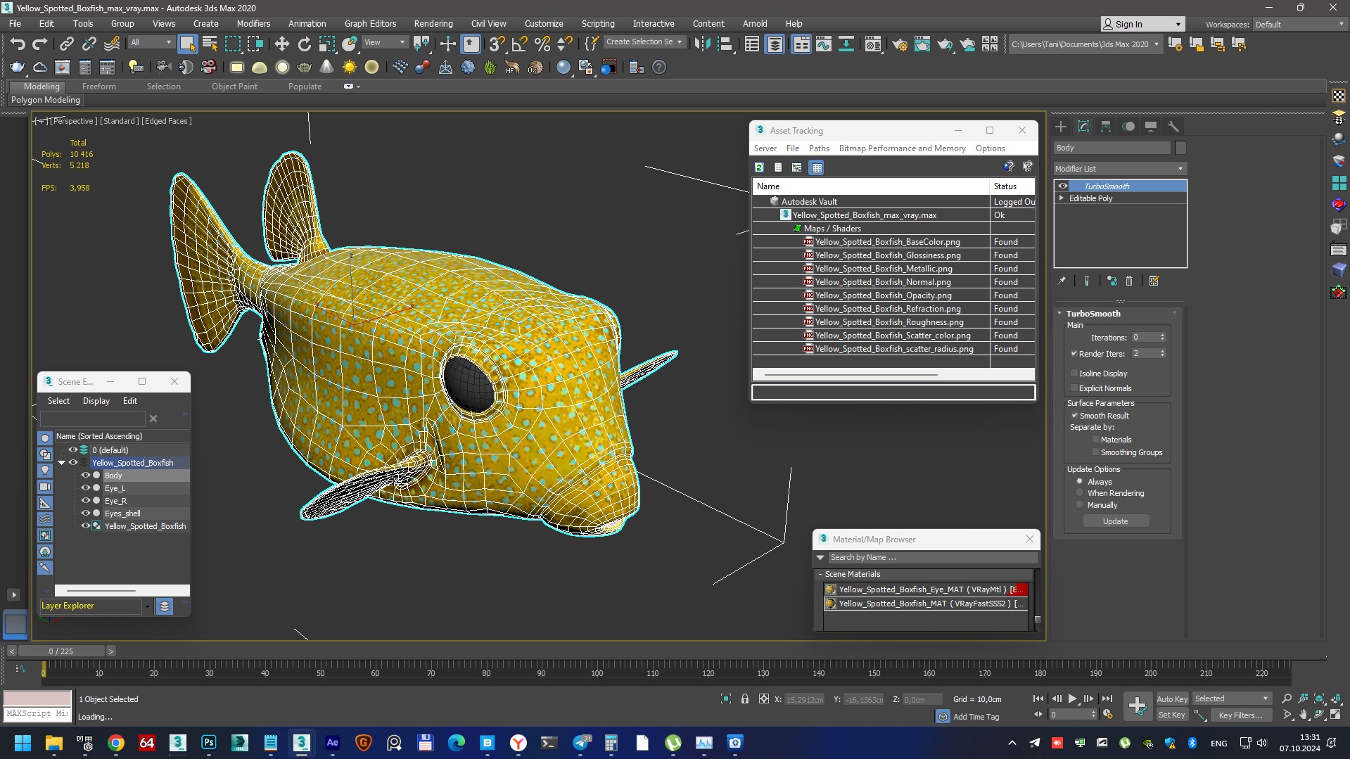 Yellow Spotted Boxfish 3D