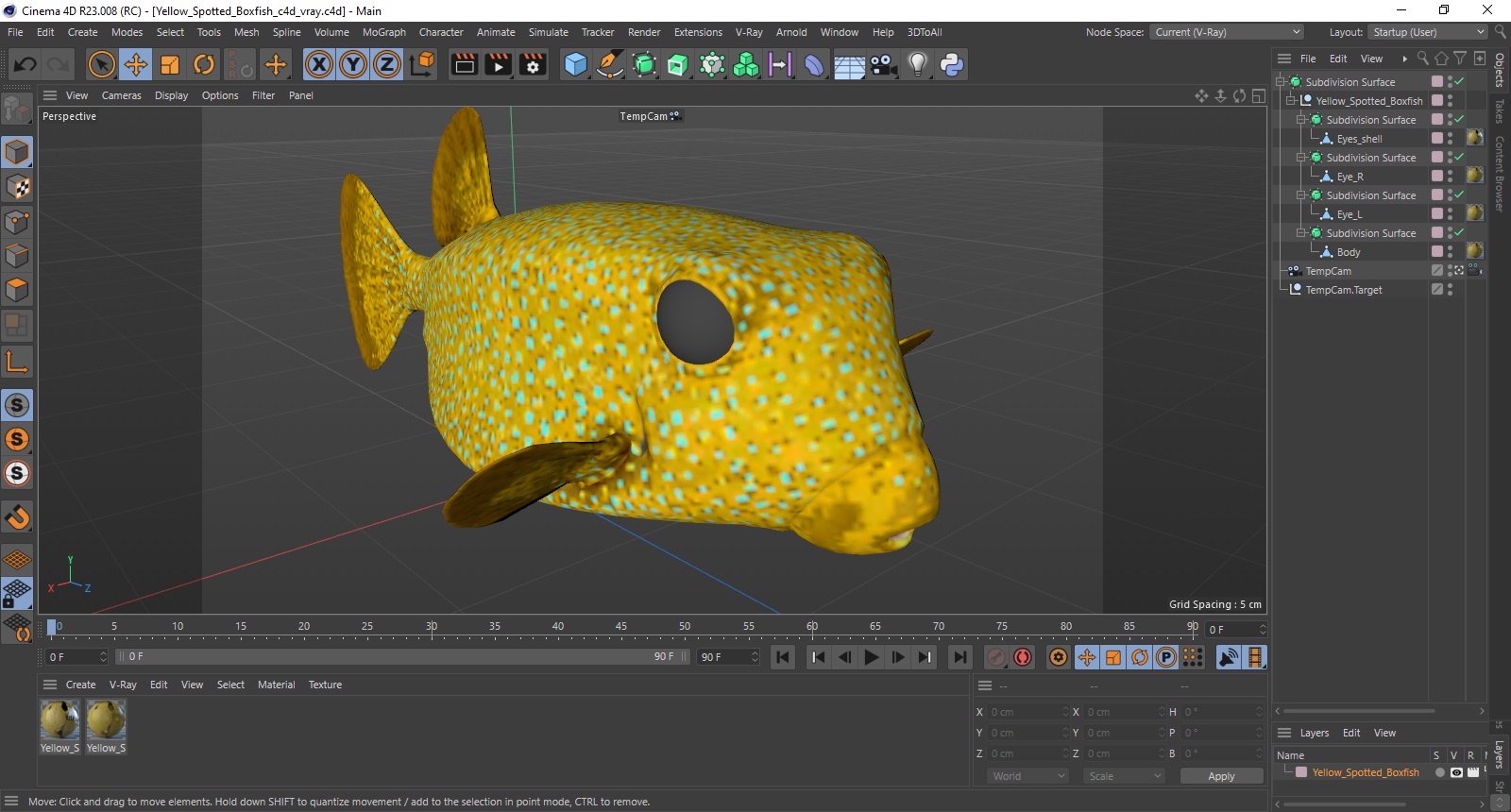 Yellow Spotted Boxfish 3D
