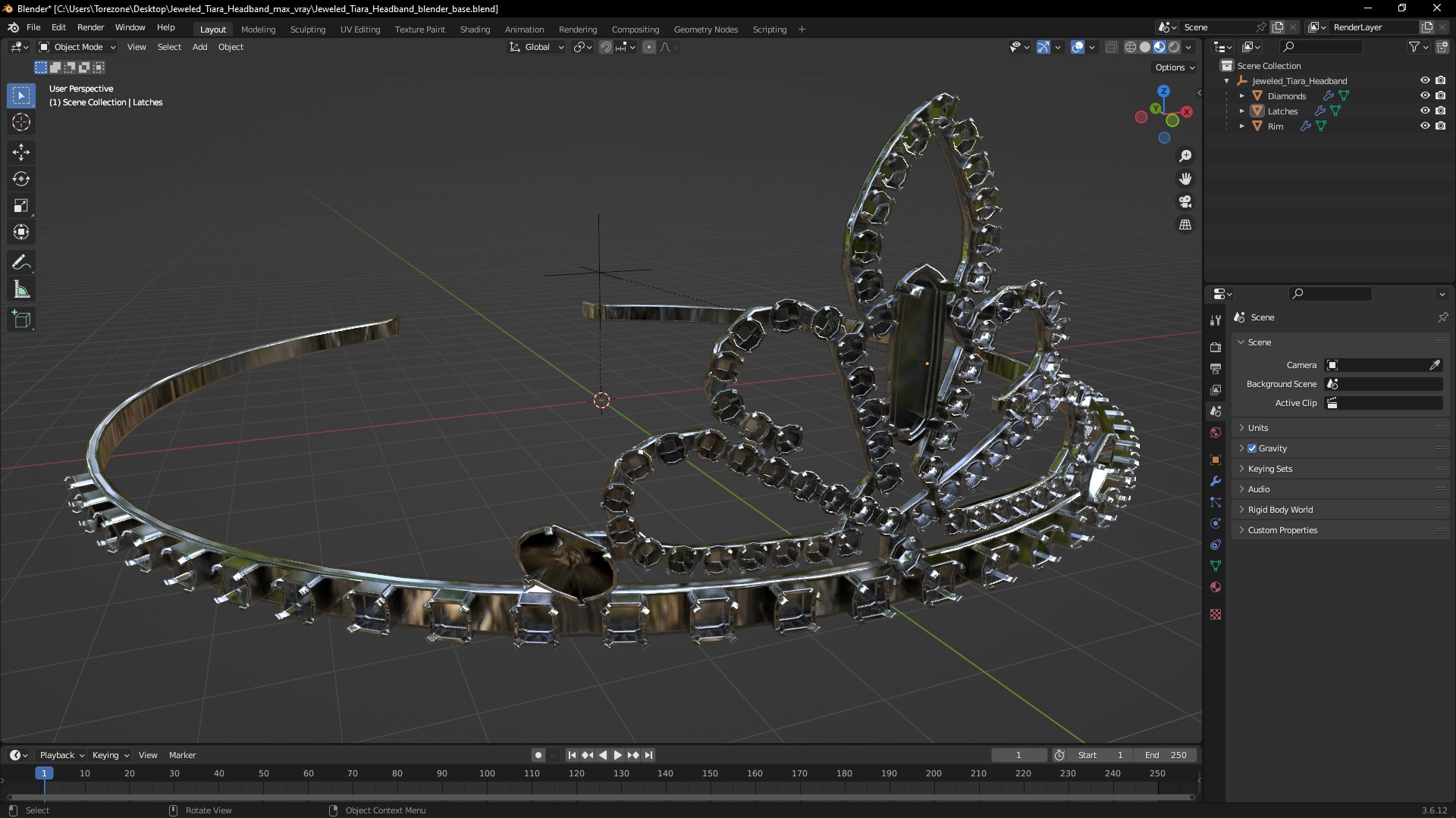 Jeweled Tiara Headband 3D