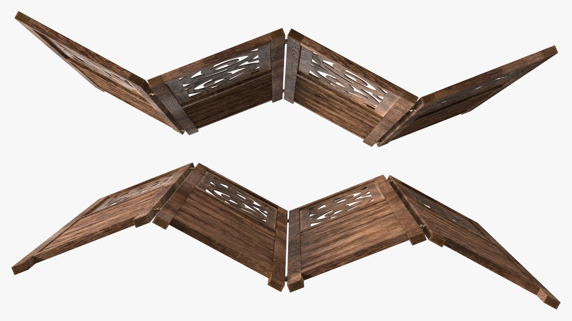 Panel Solid Wood Folding Room Divider 3D