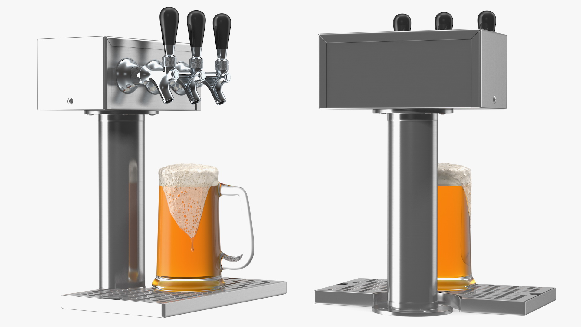 3D Triple Faucet Beer Tower with Beer Mug model