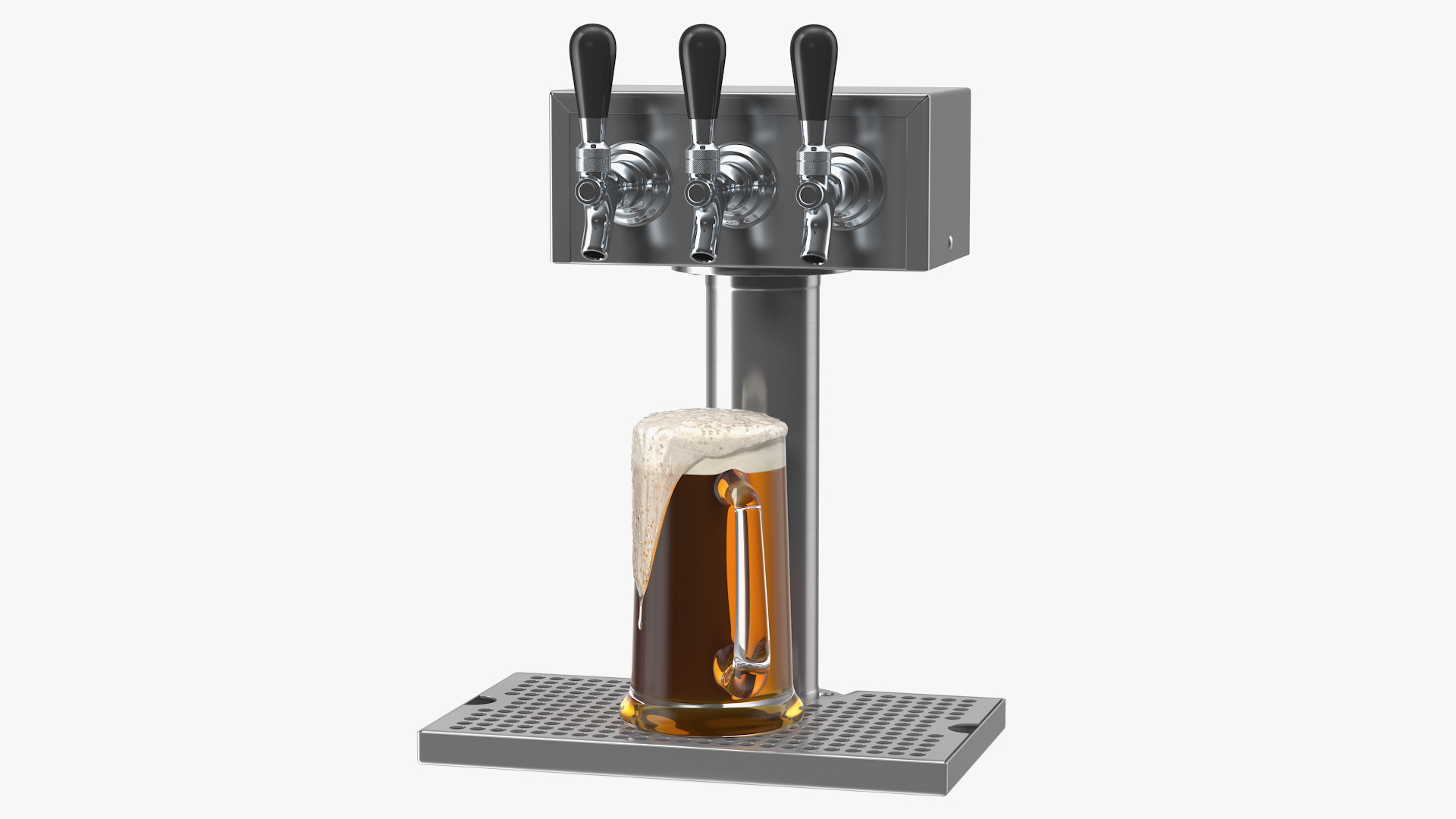 3D Triple Faucet Beer Tower with Beer Mug model