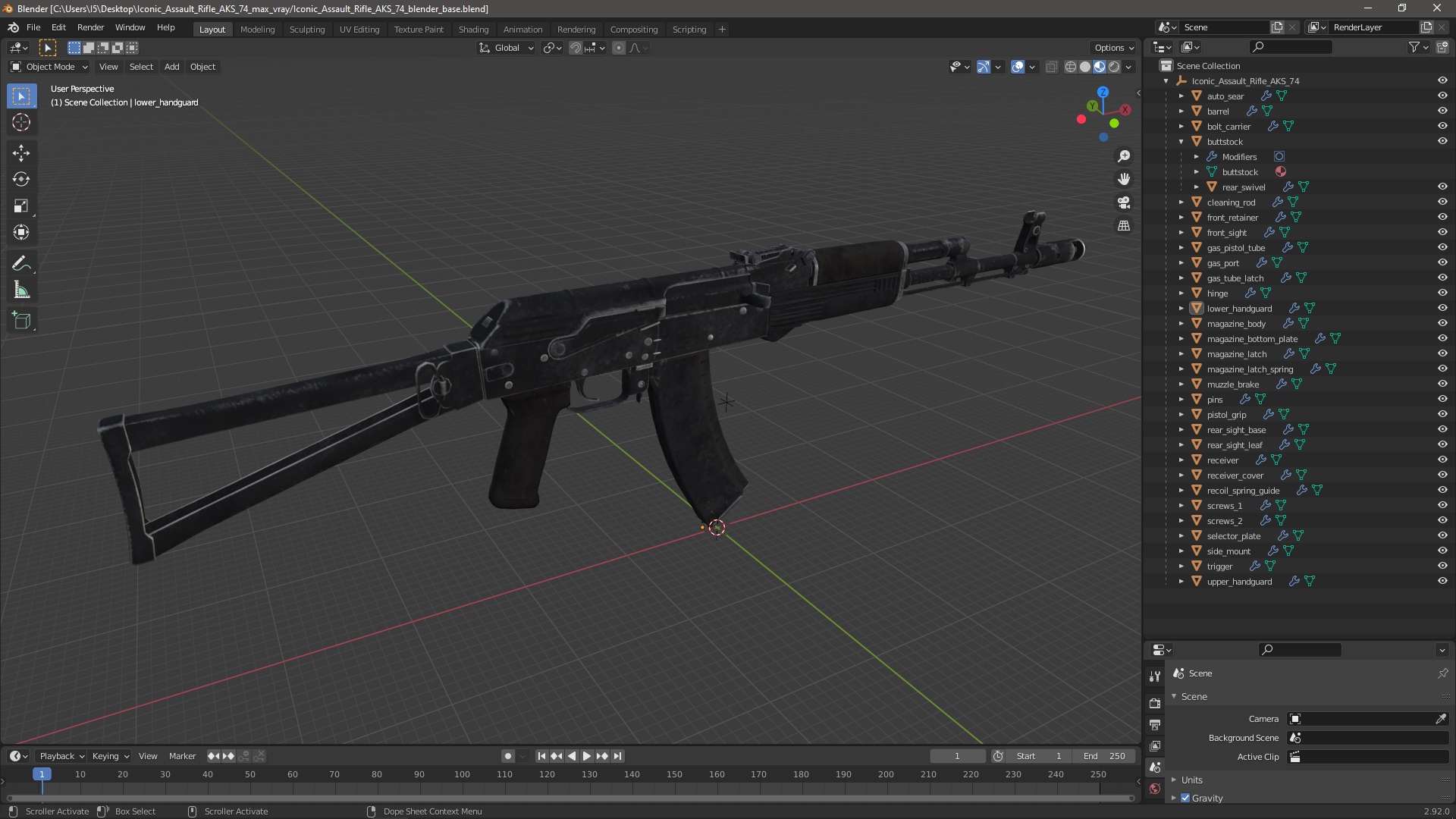Iconic Assault Rifle AKS 74 3D