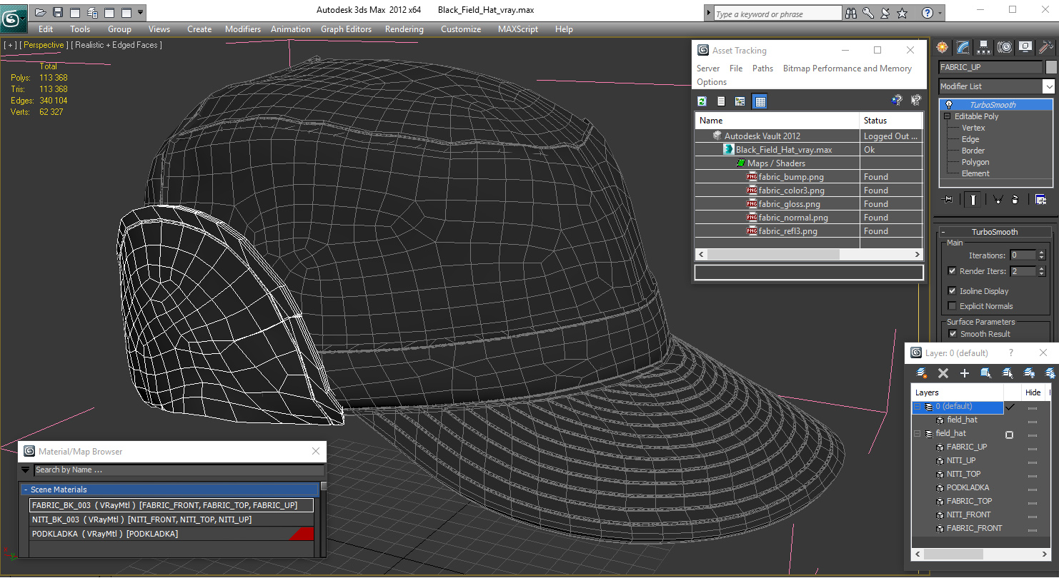 3D model Black Field Hat