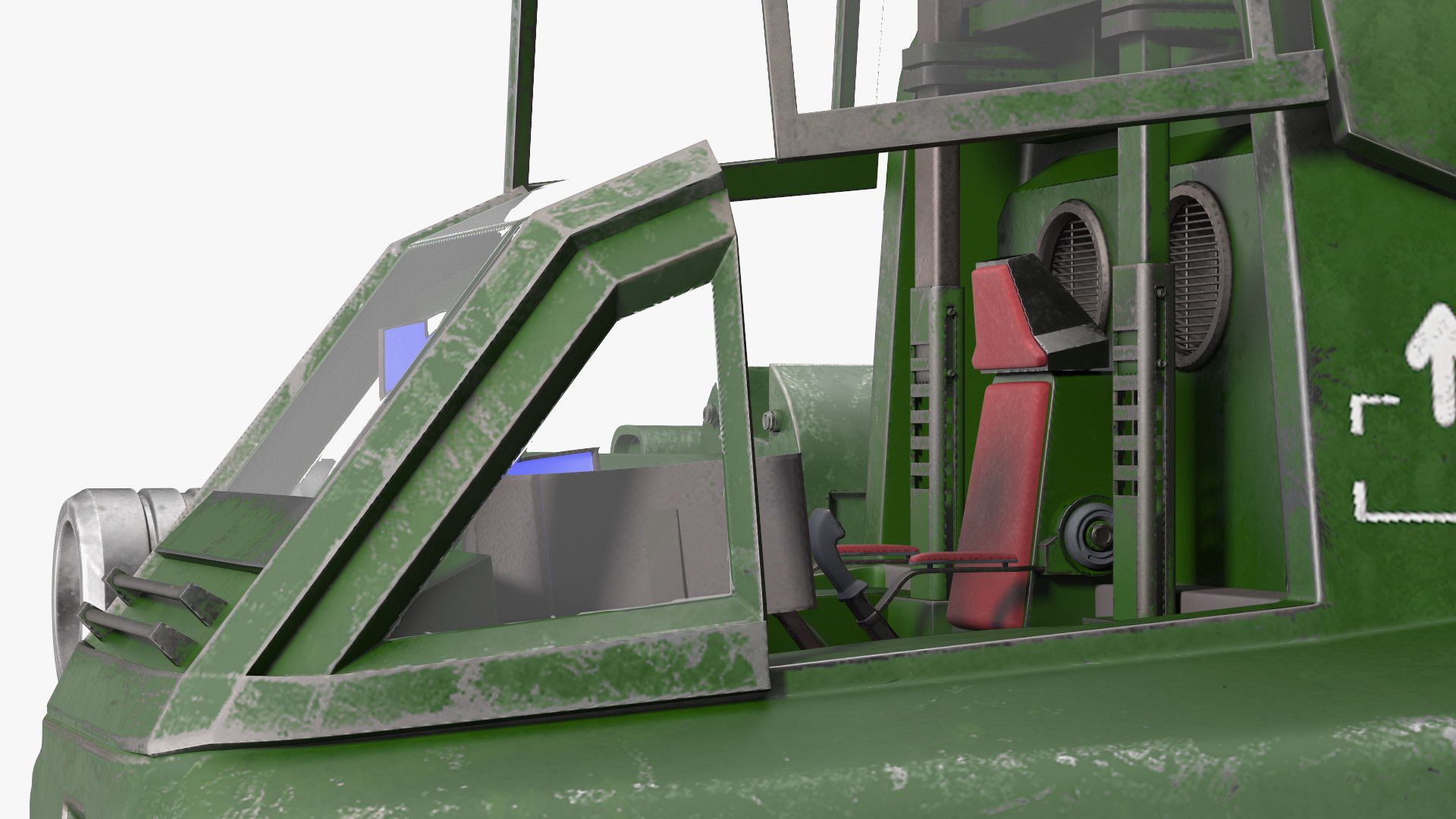 3D model Old Combat Robot Dark Green Empty Rigged