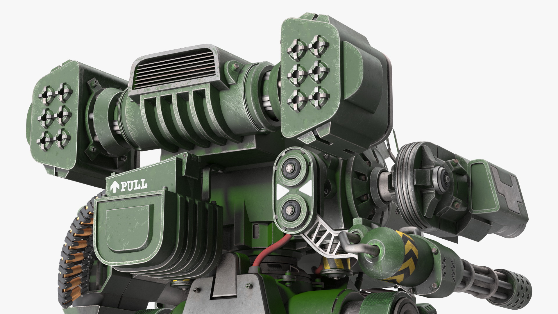 3D model Old Combat Robot Dark Green Empty Rigged