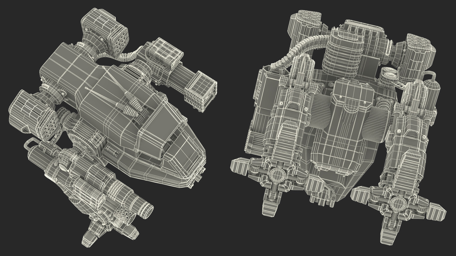 3D model Old Combat Robot Dark Green Empty Rigged