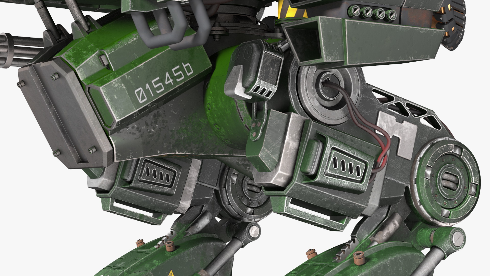 3D model Old Combat Robot Dark Green Empty Rigged