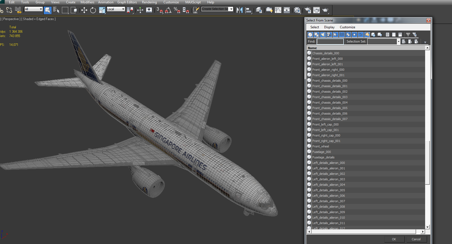 3D Boeing 777 200 Singapore Airlines model