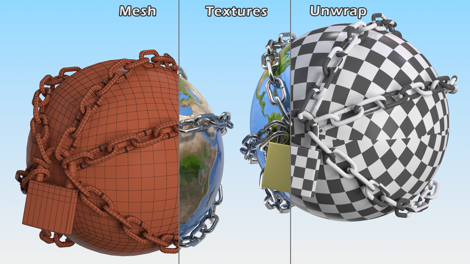 3D Earth Stylized with Chains