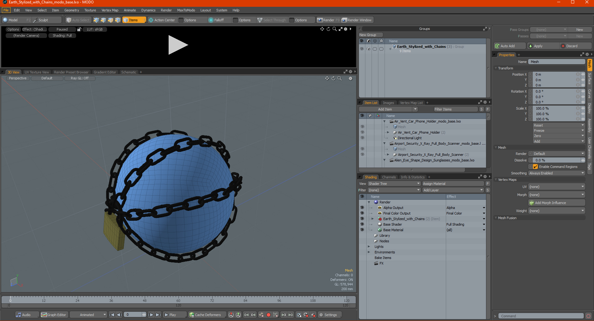 3D Earth Stylized with Chains