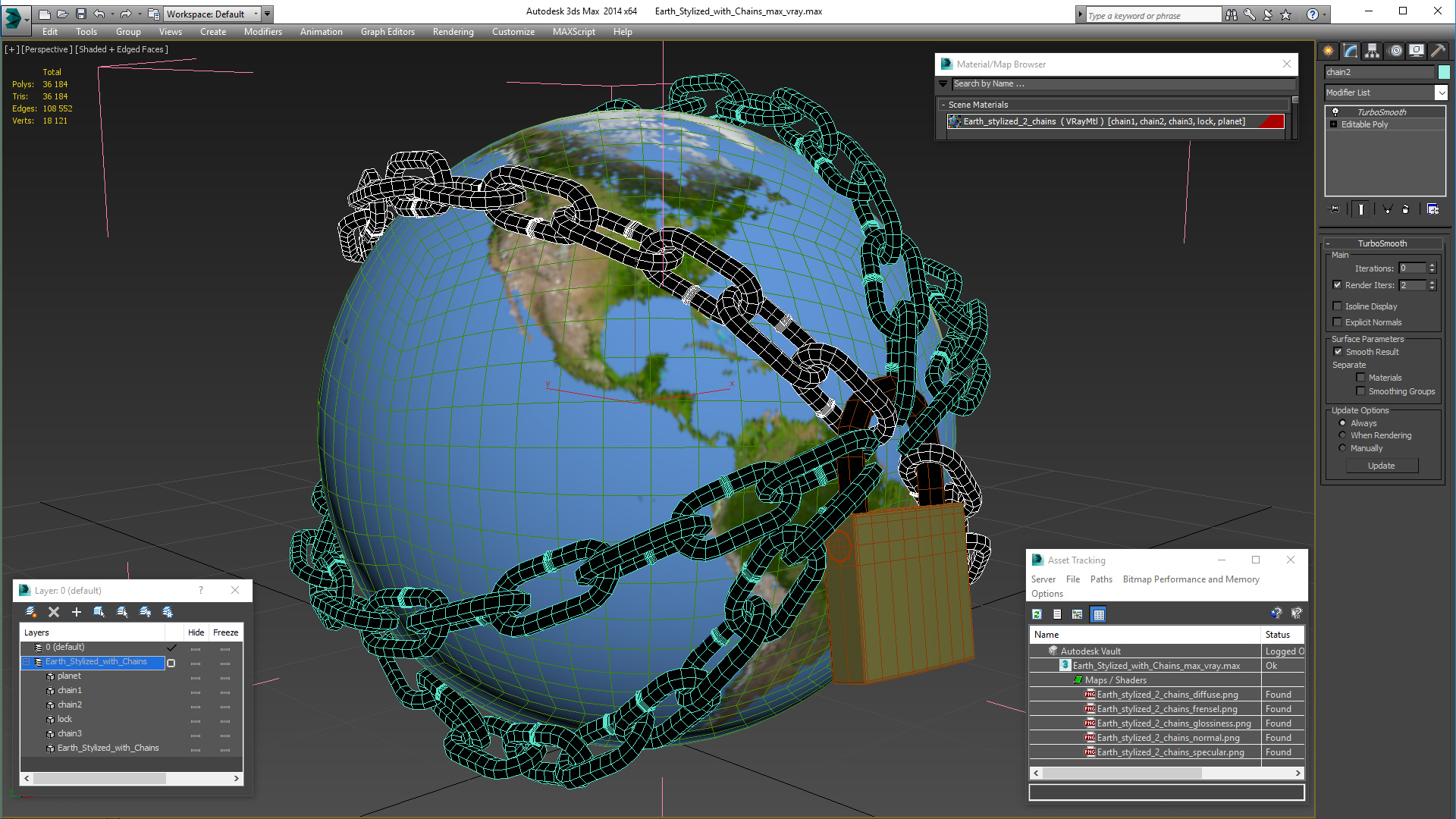 3D Earth Stylized with Chains