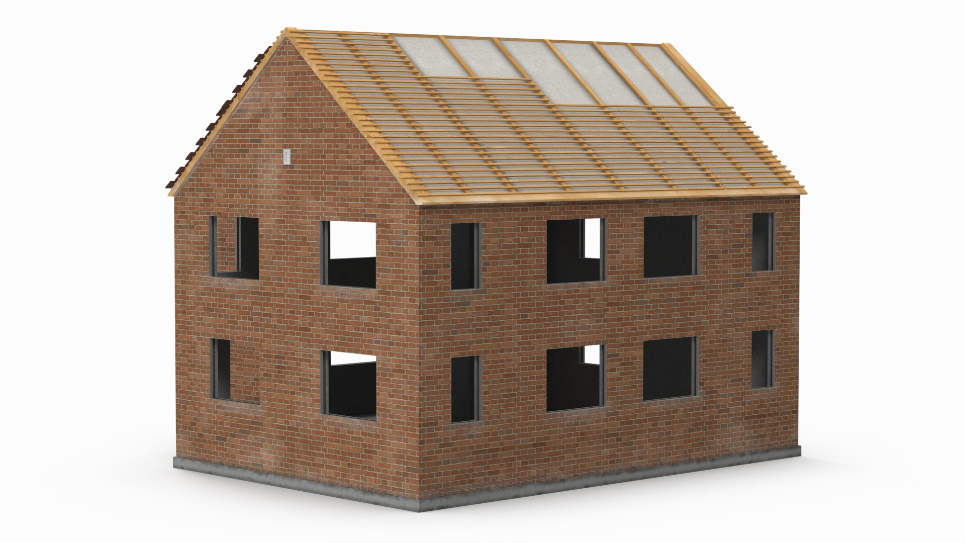 3D model Unfinished Two Story Brick House Construction