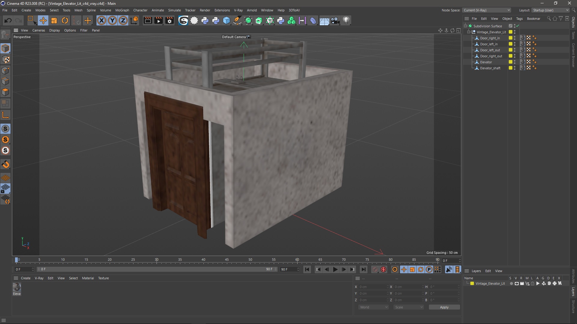 3D model Vintage Elevator Lit