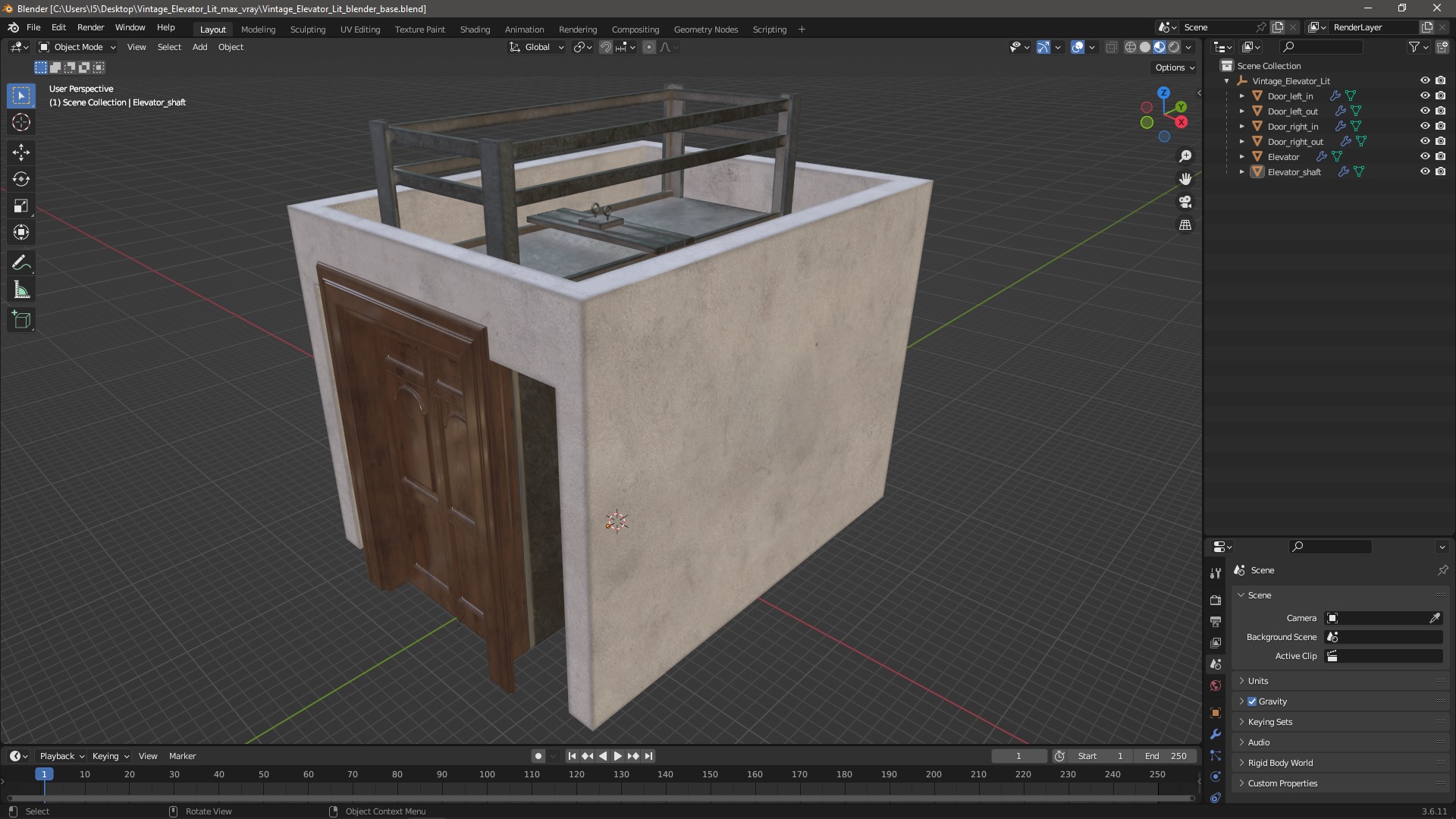3D model Vintage Elevator Lit