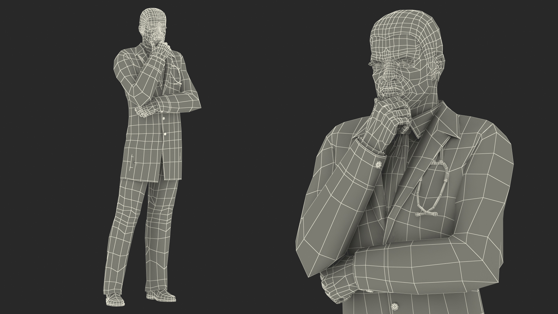 3D Light Skin Black Male Doctor model