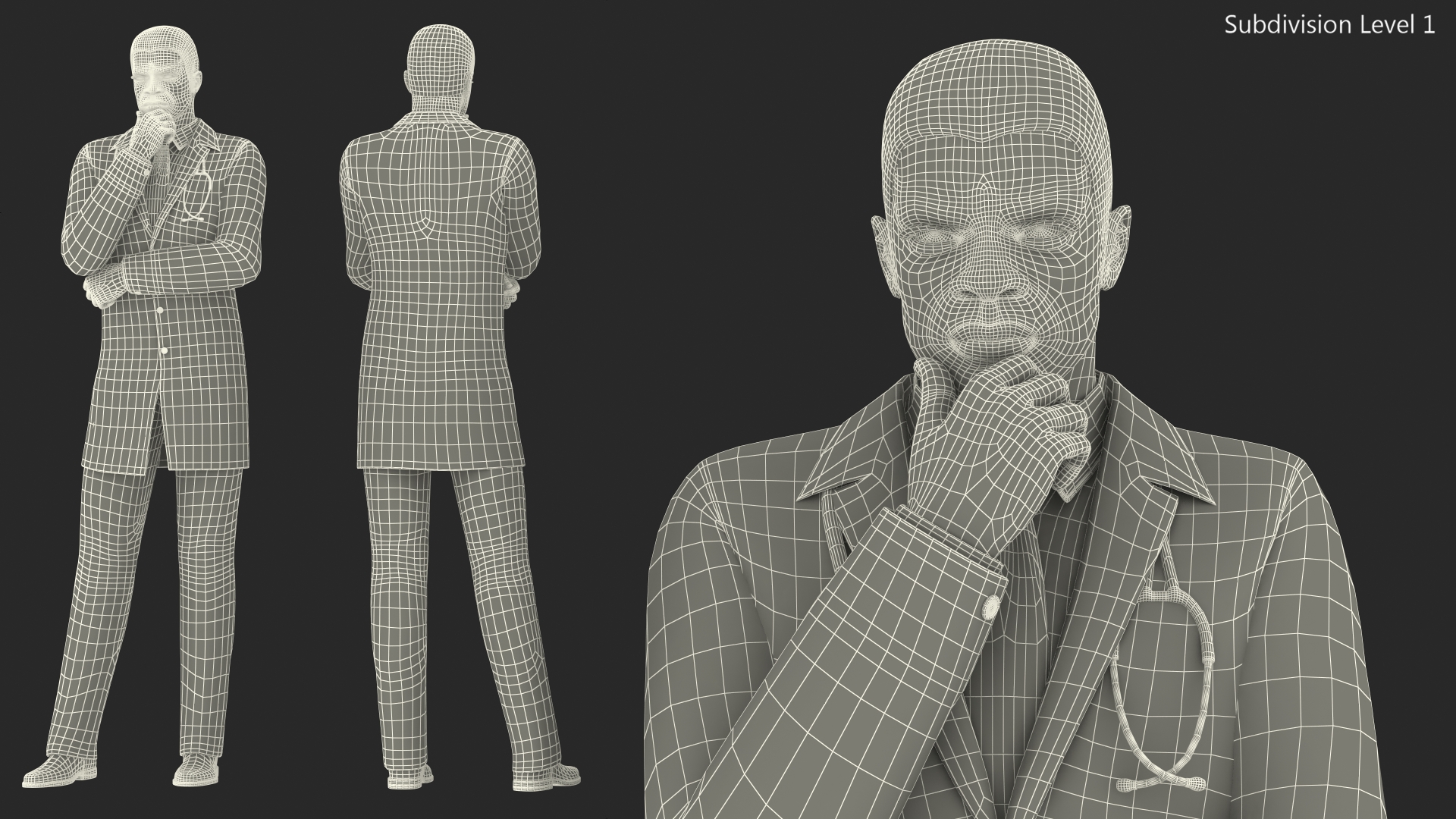 3D Light Skin Black Male Doctor model