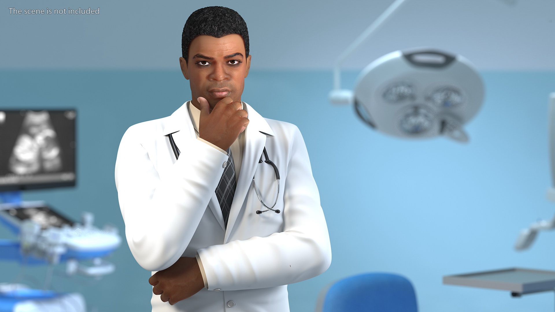3D Light Skin Black Male Doctor model