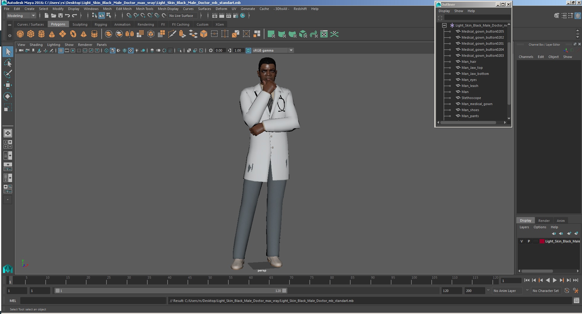 3D Light Skin Black Male Doctor model