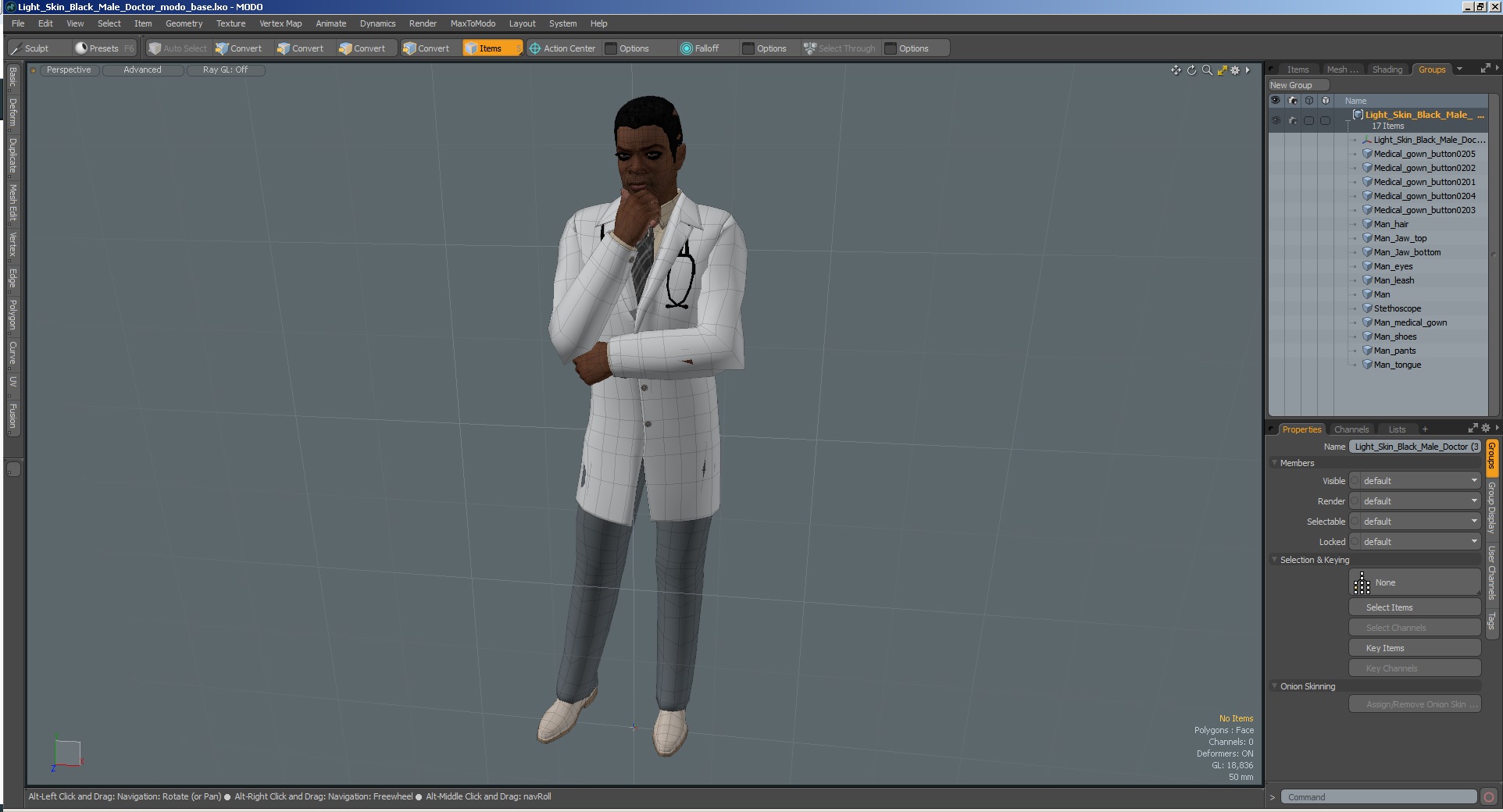 3D Light Skin Black Male Doctor model