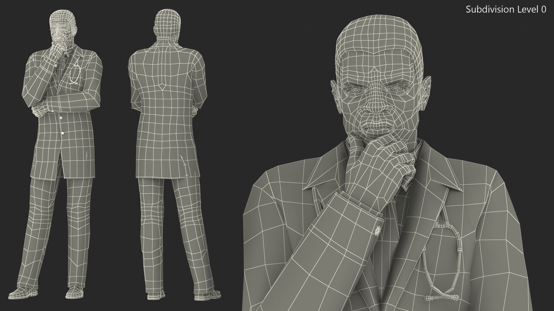 3D Light Skin Black Male Doctor model