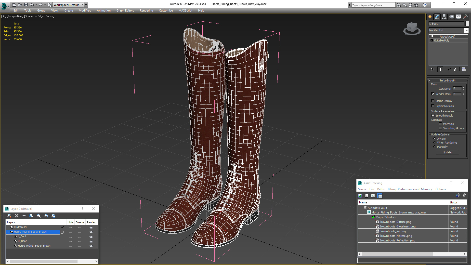 Horse Riding Boots Brown 3D model