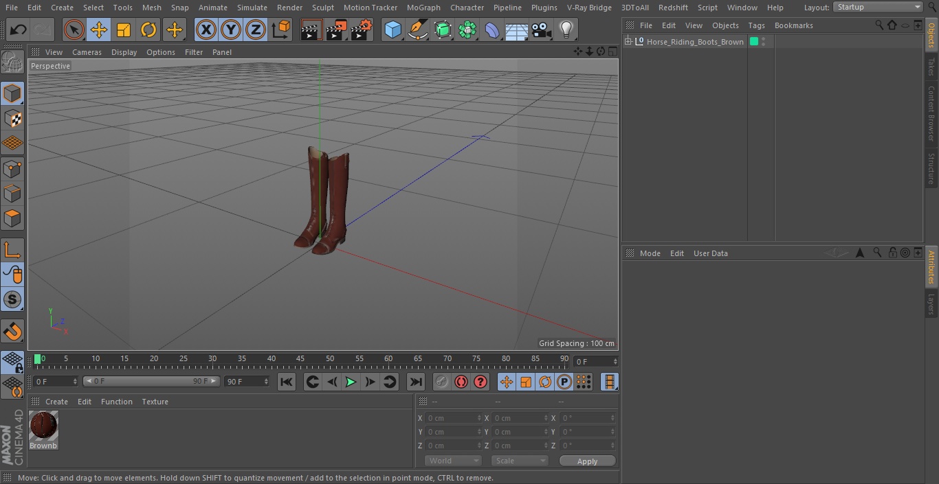 Horse Riding Boots Brown 3D model