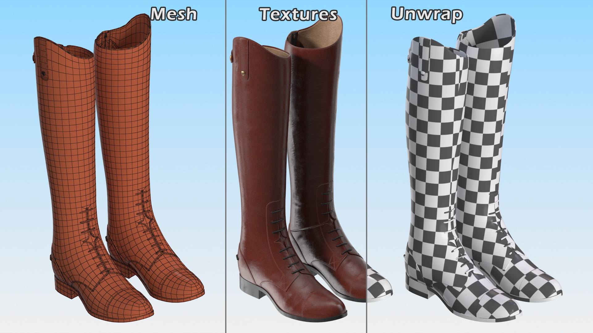 Horse Riding Boots Brown 3D model