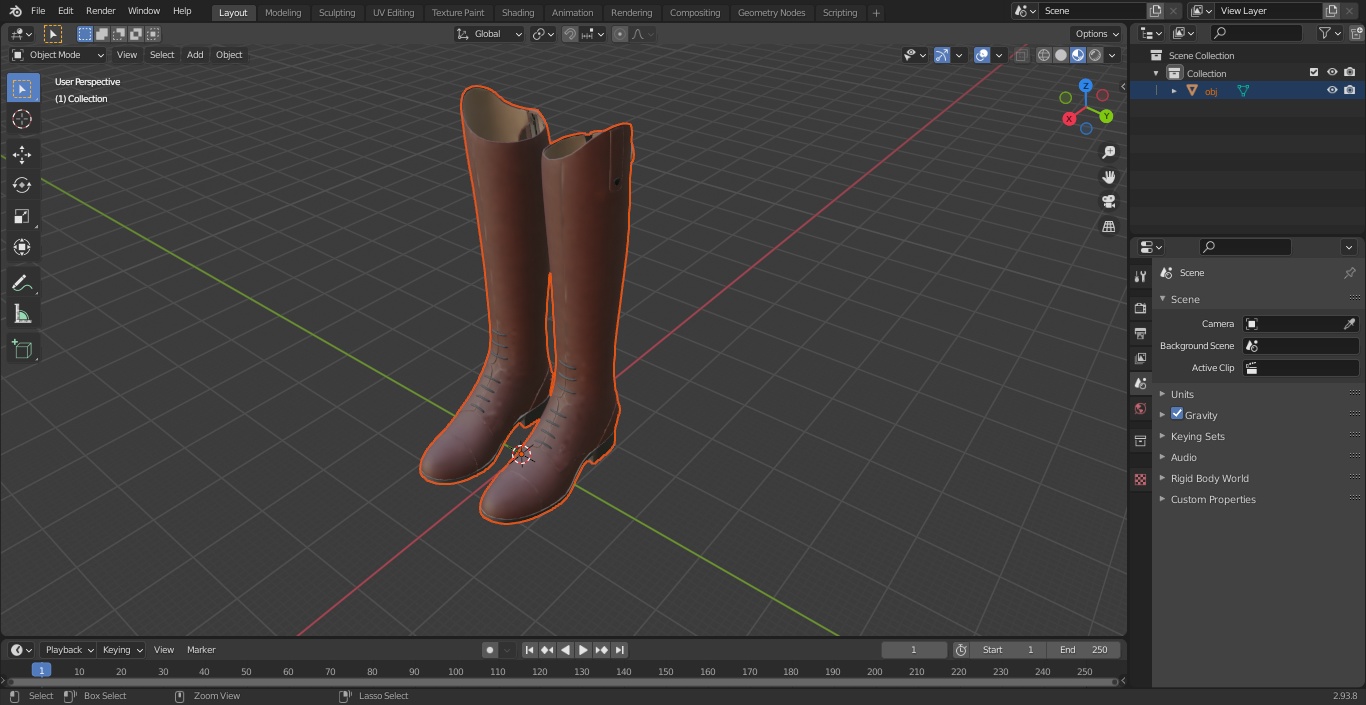 Horse Riding Boots Brown 3D model