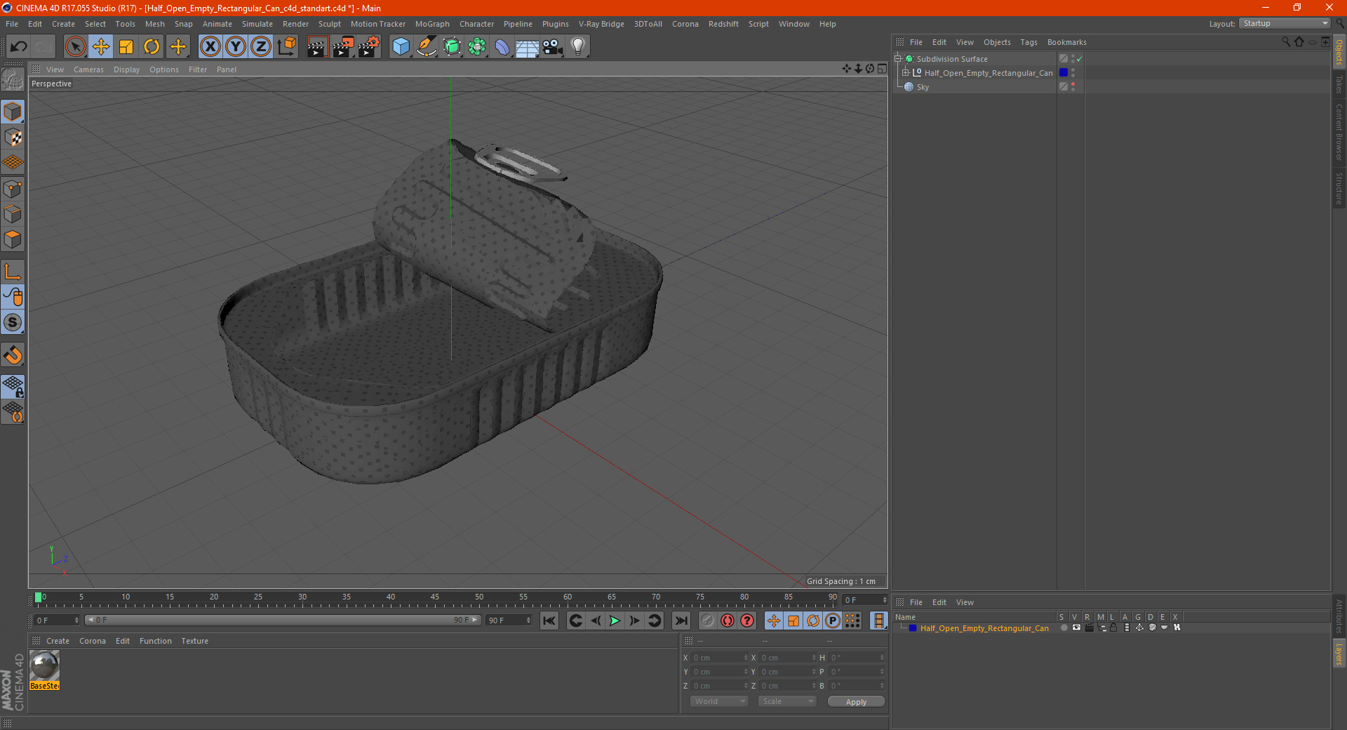 3D Half Open Empty Rectangular Can