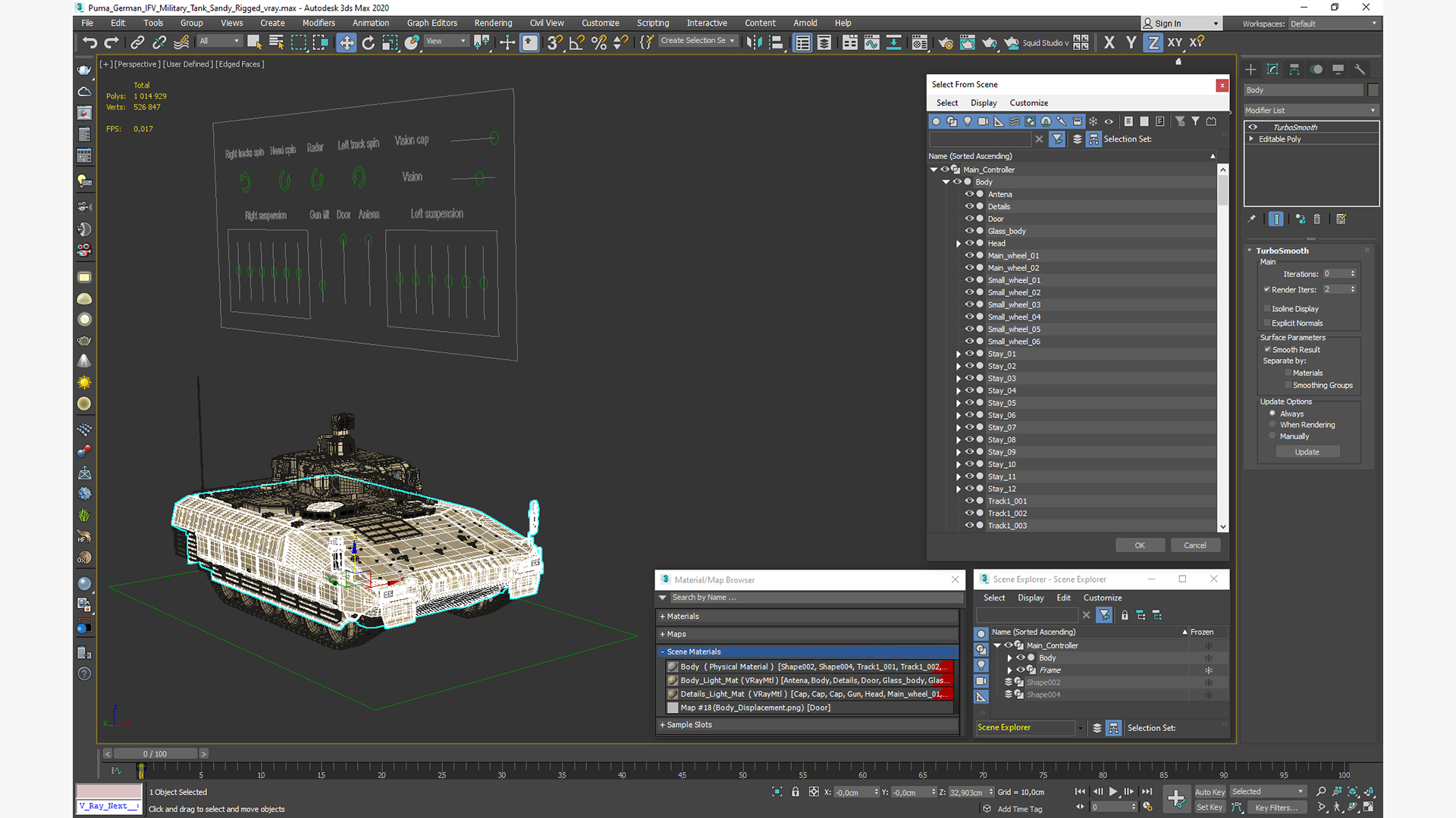 Puma German IFV Military Tank Sandy Rigged 3D