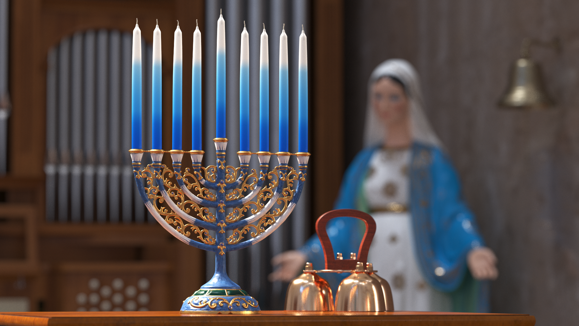 Glazed Hanukkah Candlestick with Candles
