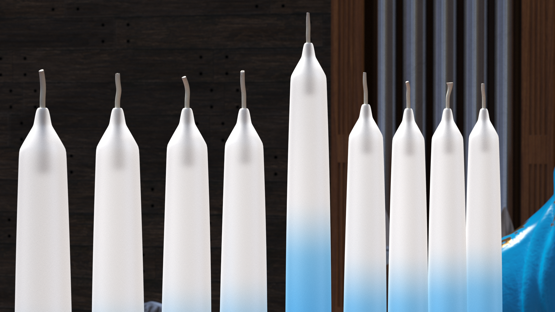 Glazed Hanukkah Candlestick with Candles, view 3