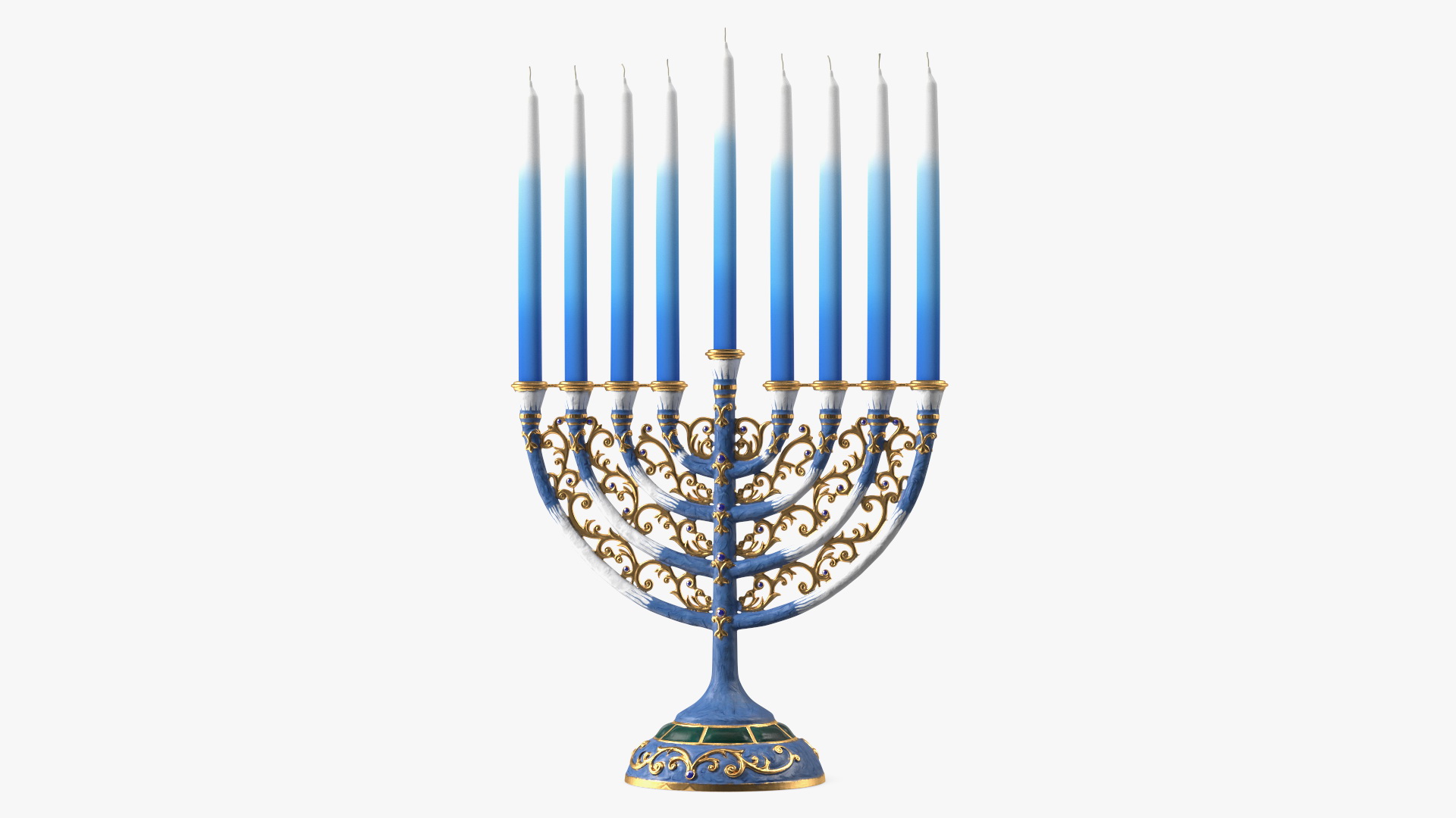 3D model Glazed Hanukkah Candlestick with Candles