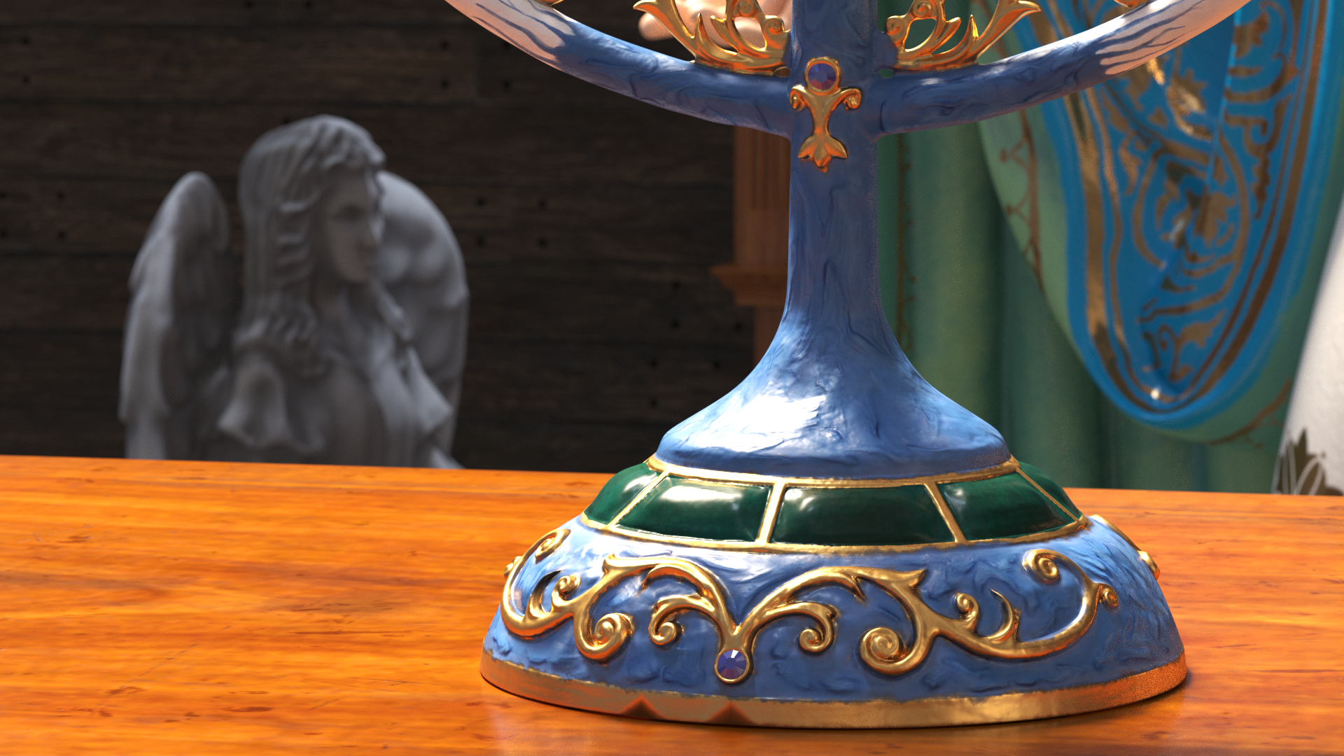 Glazed Hanukkah Candlestick with Candles, view 5