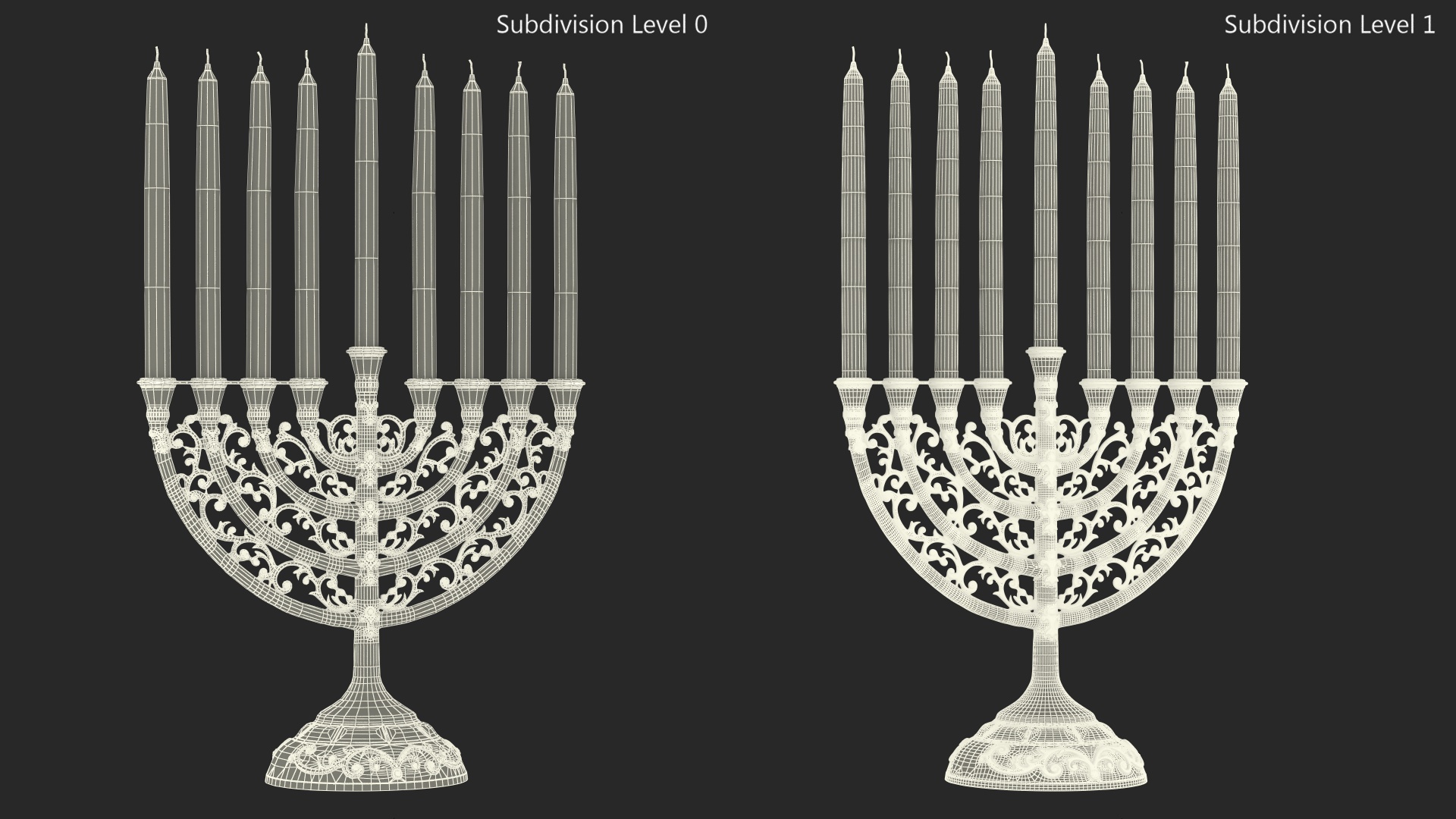 3D model Glazed Hanukkah Candlestick with Candles