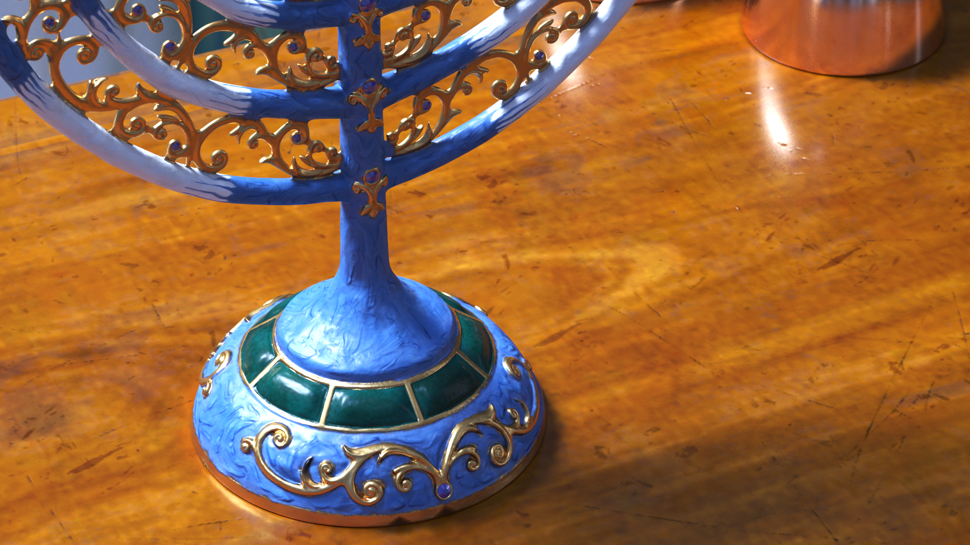 Glazed Hanukkah Candlestick with Candles, view 9