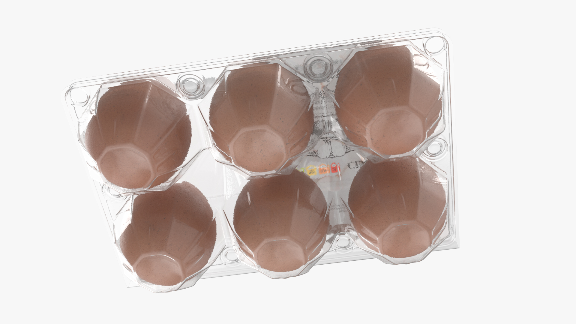 3D Pack of Six Eggs in Transparent Container