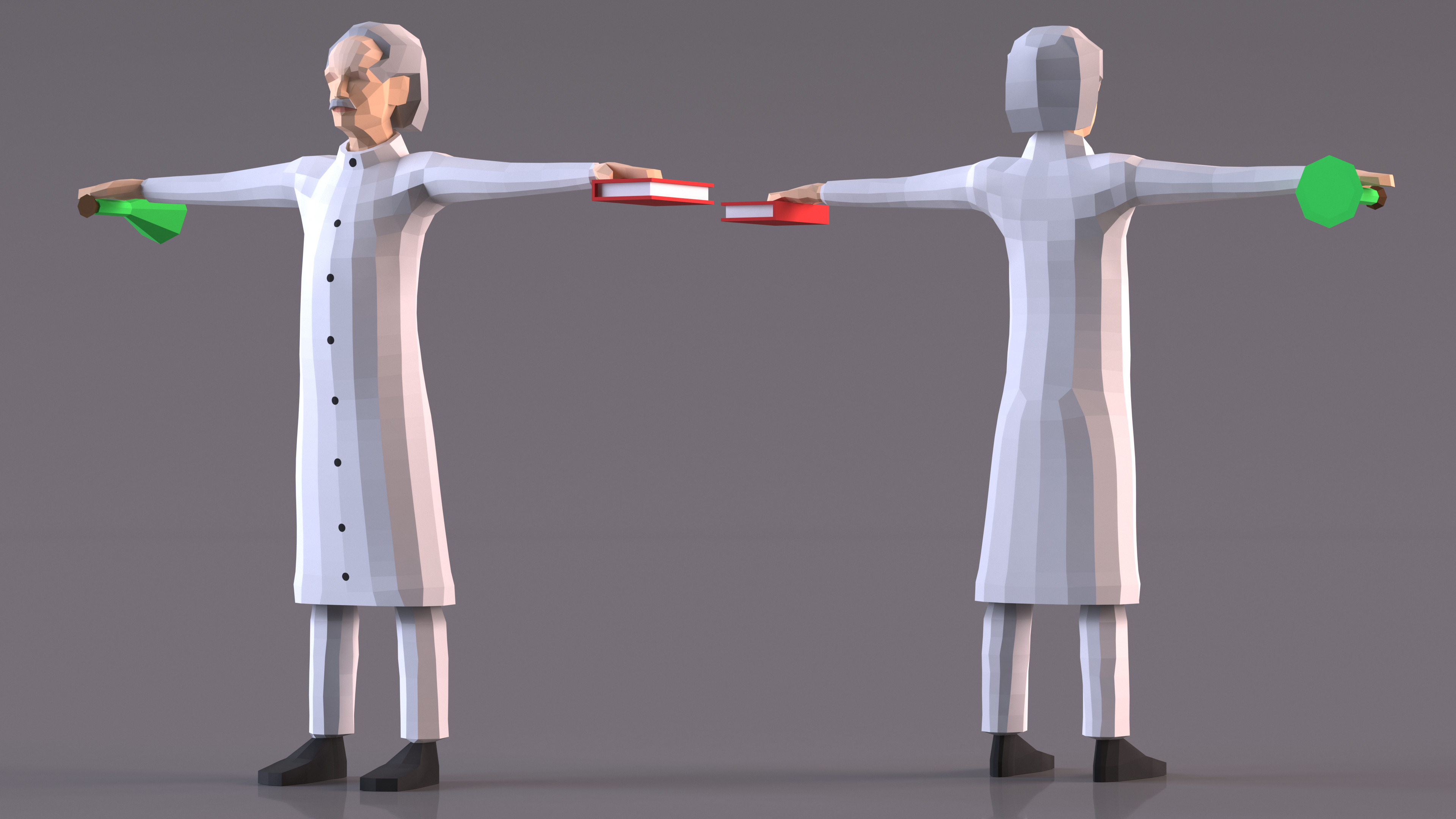 Scientist Low Poly Rigged for Maya 3D model