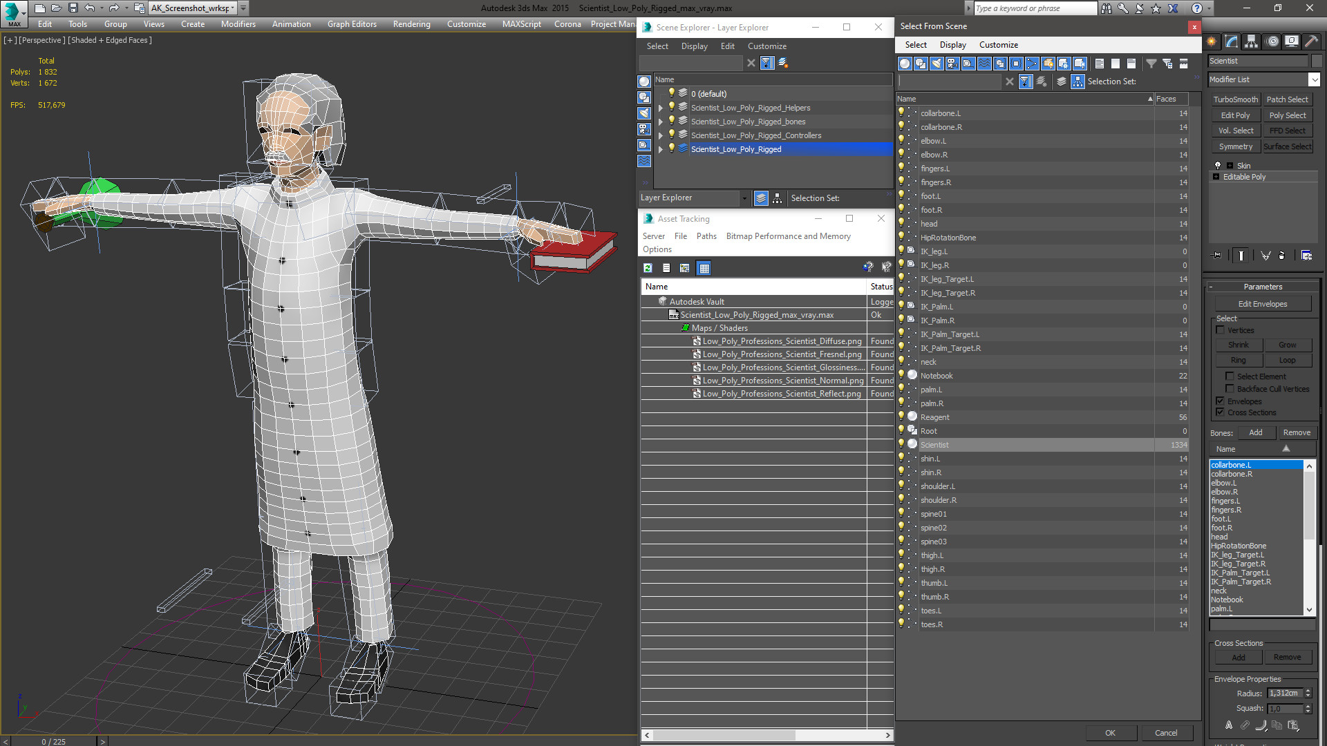 Scientist Low Poly Rigged for Maya 3D model