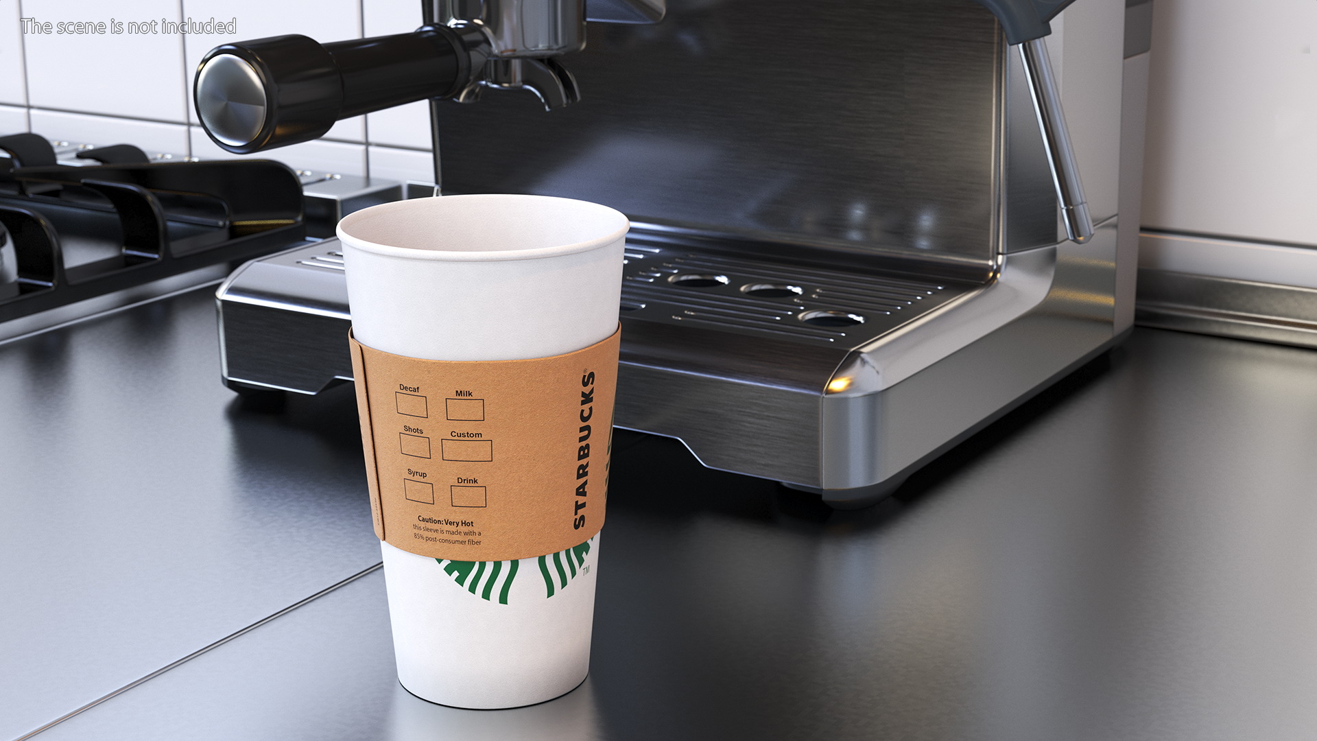 3D Starbucks Paper Cup With Coffee
